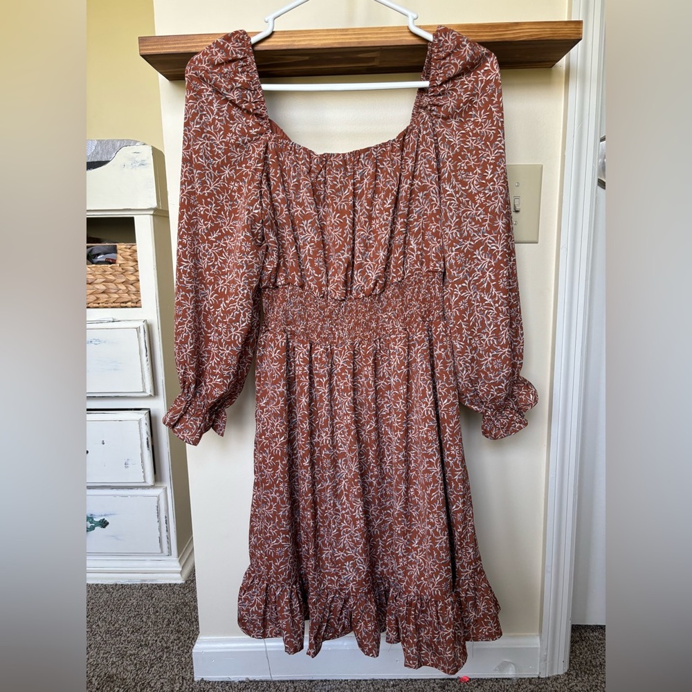 She + Sky orange midi dress, size M